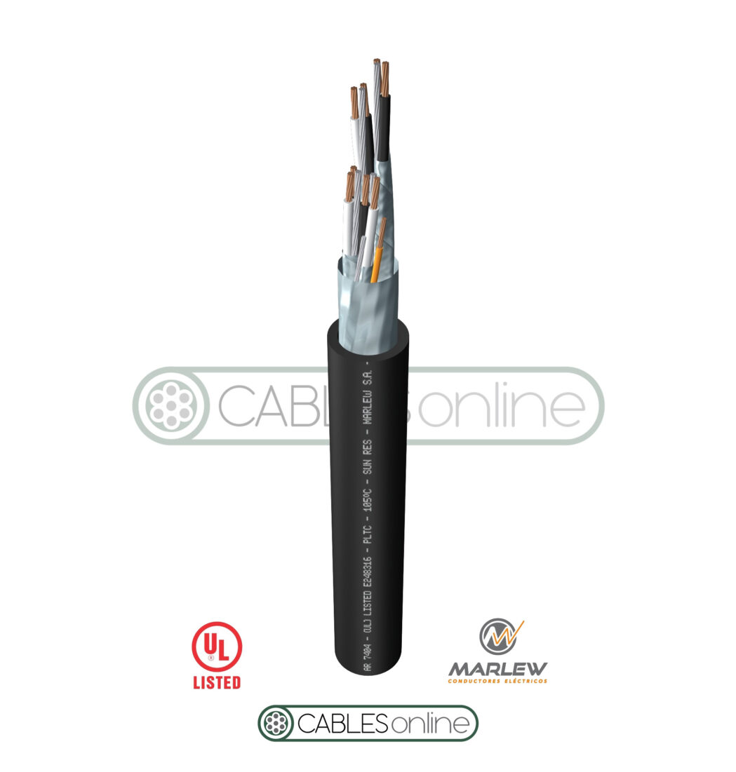Cable Instrumentación Electrónica Multipar AR 7602 2x2x16 AWG 300V Marlew Negro Norma UL 13 Blindaje Individual